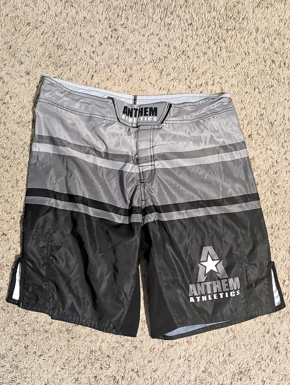 Anthem Athletics Striped Athletic Shorts in Black & Gray
